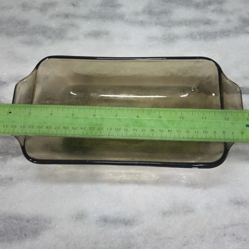 Glasbake Jeanette Smoke Casserole Dish, Vtg‎ Yellow Daisies Design, Kitchenware